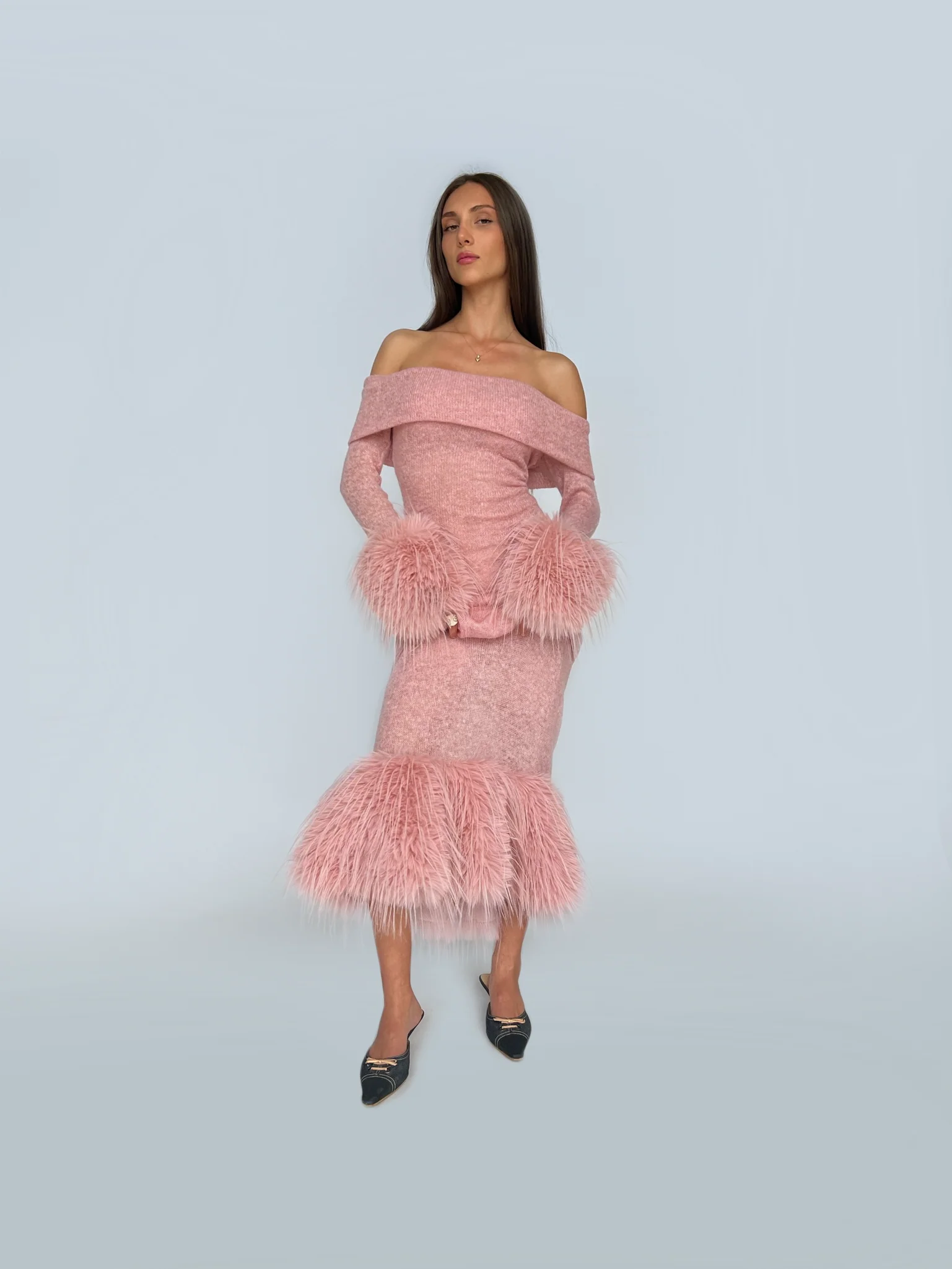 Pink Fur Dress - Image 3