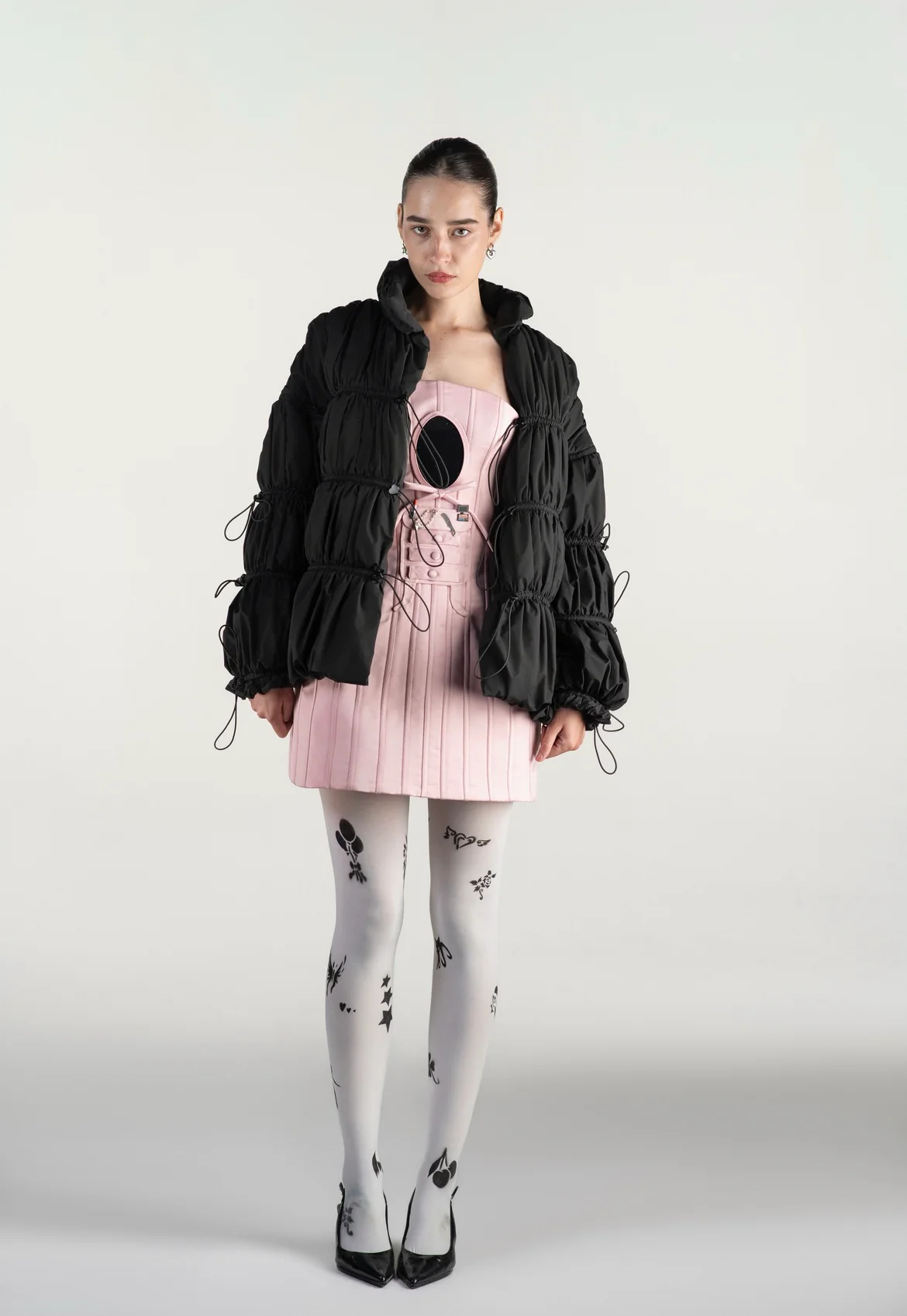 Ruffled Black Puffer Jacket - Image 3